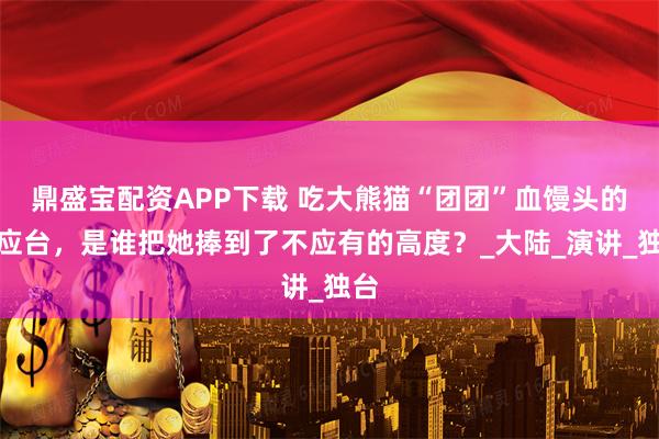 鼎盛宝配资APP下载 吃大熊猫“团团”血馒头的龙应台，是谁把她捧到了不应有的高度？_大陆_演讲_独台